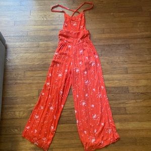 Free People floral overalls